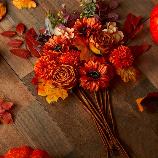 Vintage Artificial Flower Bouquet 60cm – 5-Piece Atmospheric Set