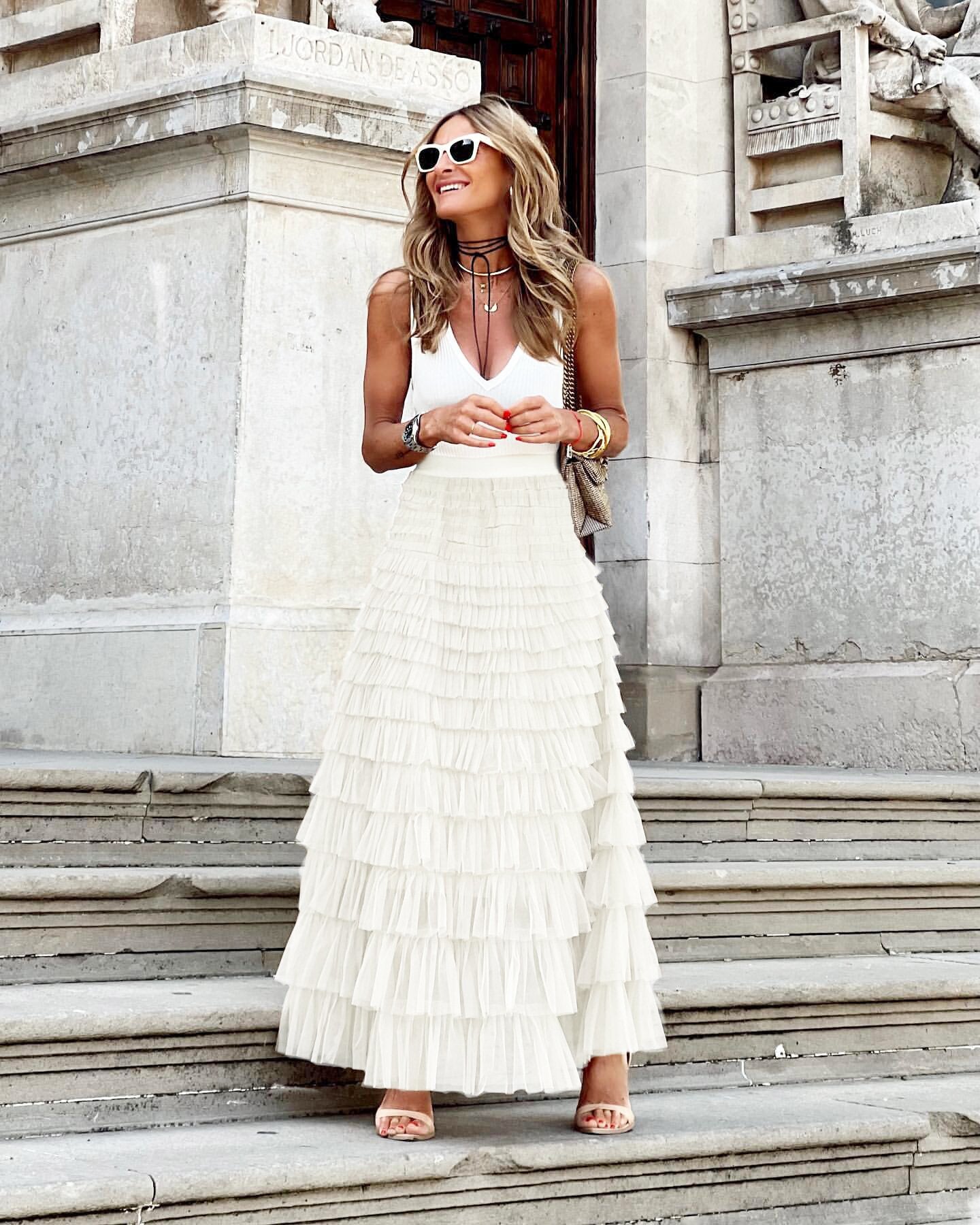 Summer Skirt Women – Layered Maxi Skirt with Ruffles