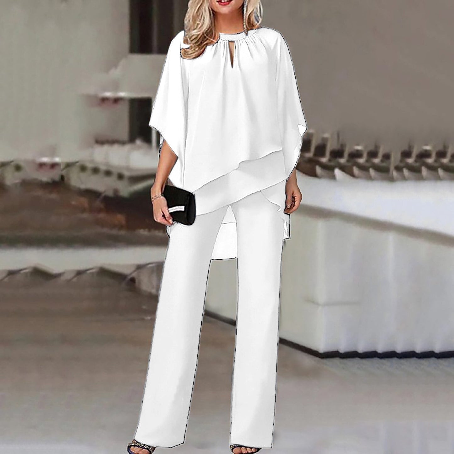 Elegant Two-Piece Party Set for Women – Top with Skirt in Shiny Fabric