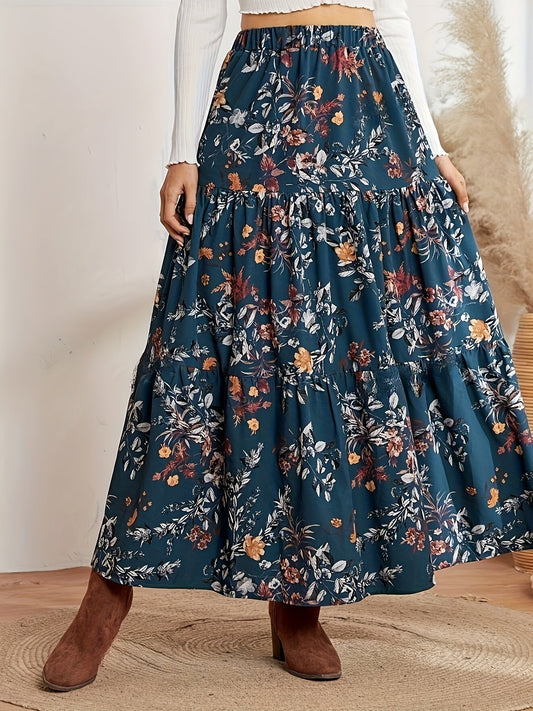 Elegant Floral Print Maxi Skirt for Women
