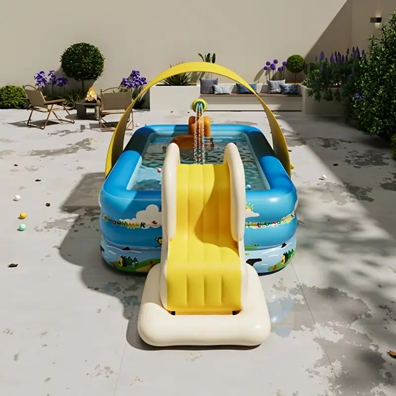 Inflatable Children's Pool with Slide in Circular Design