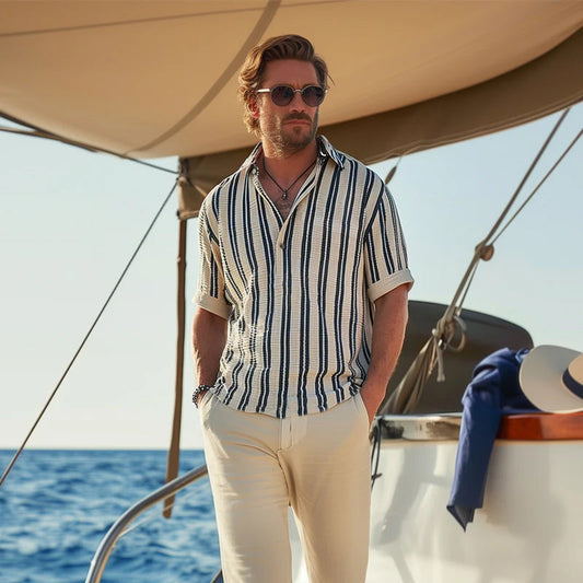 Men's Striped Short Sleeve Shirt – Lightweight and Stylish