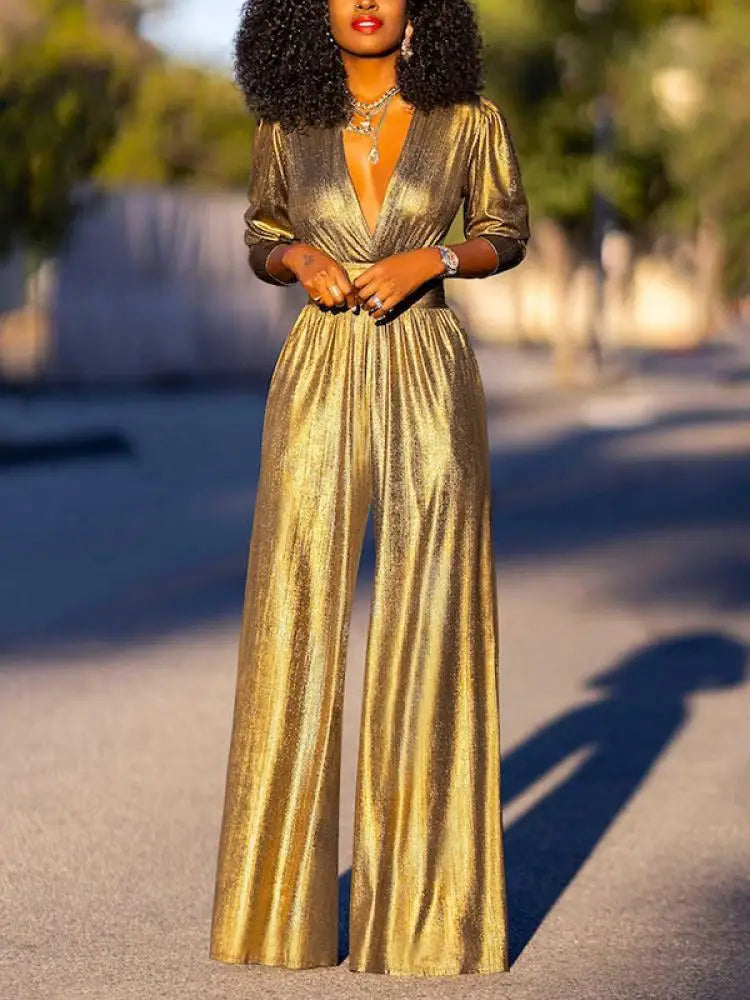 Shiny Women's Jumpsuit with Elegant Fit