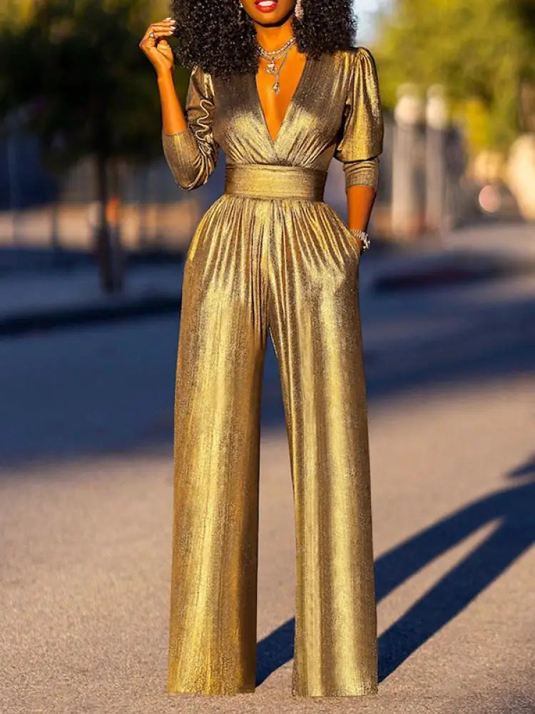 Shiny Women's Jumpsuit with Elegant Fit