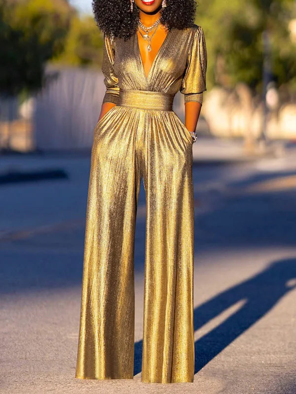 Shiny Women's Jumpsuit with Elegant Fit