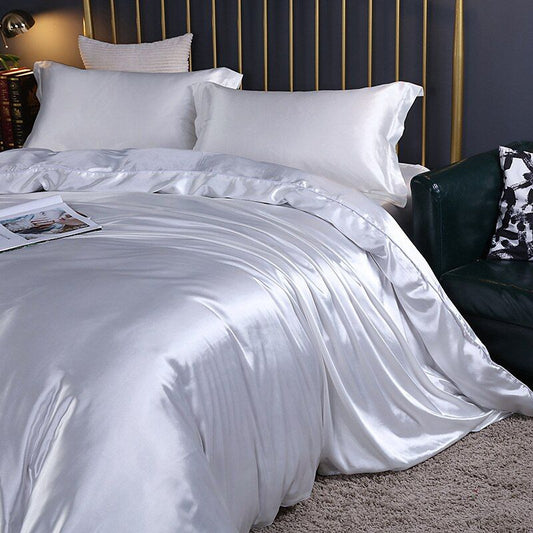 Cooling Satin Bed Linen 4-Piece Set – Luxury Duvet Cover &amp; Pillowcases