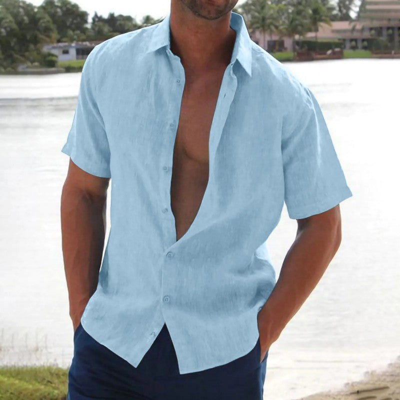 Casual Linen Men's Short Sleeve Shirt