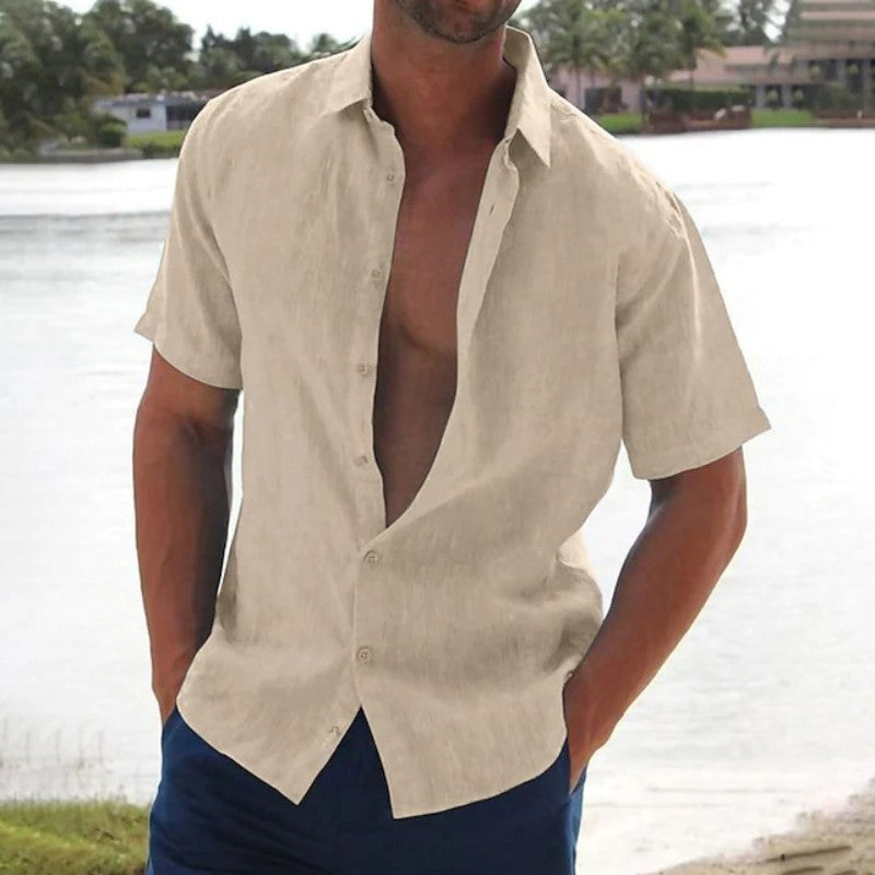 Casual Linen Men's Short Sleeve Shirt