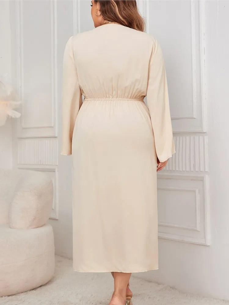 Long Women’s V-Neck Dress with an Elegant Fit