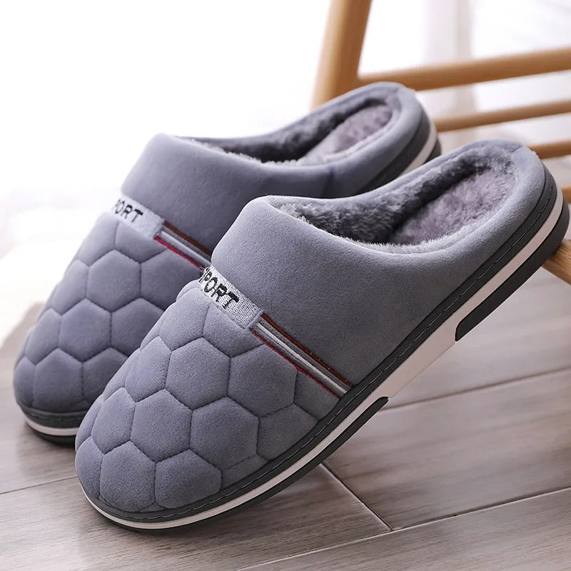 Men's Blue Slippers with Thick Sole and Cozy Lining 