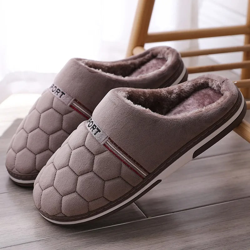 Men's Blue Slippers with Thick Sole and Cozy Lining 