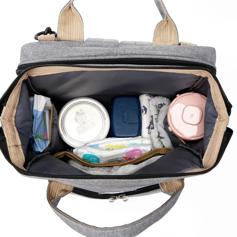 Multifunctional diaper backpack with baby nest and USB charging point