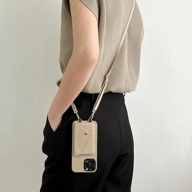 Phone case with shoulder strap and card holder