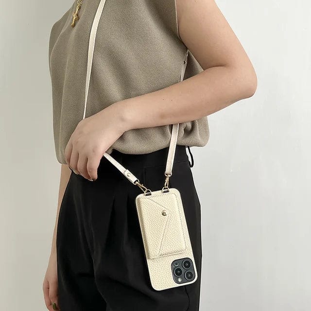 Phone case with shoulder strap and card holder