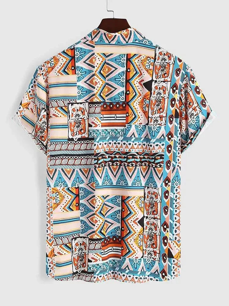 Bohemian Men's Shirt with Aztec Print – Striking Summer Style