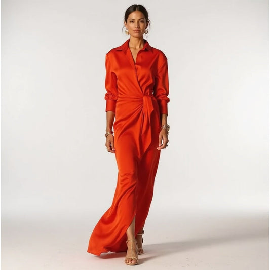 Elegant Wrap Maxi Dress with Draped Waist