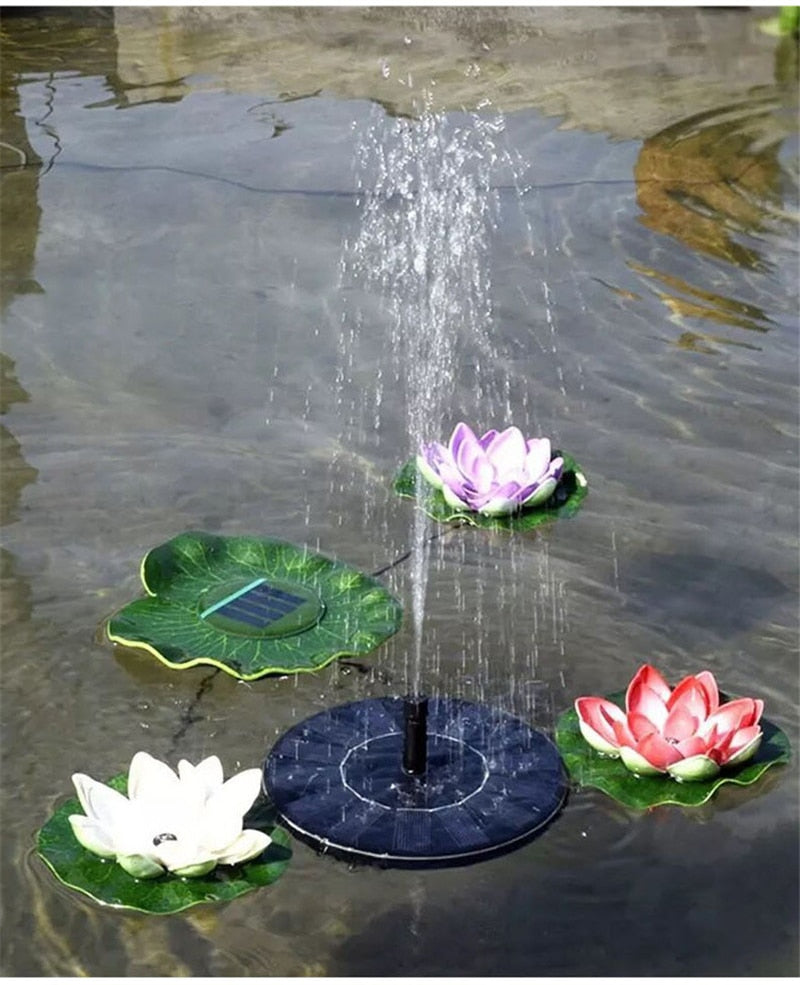 Solar fountain for pond or bird bath