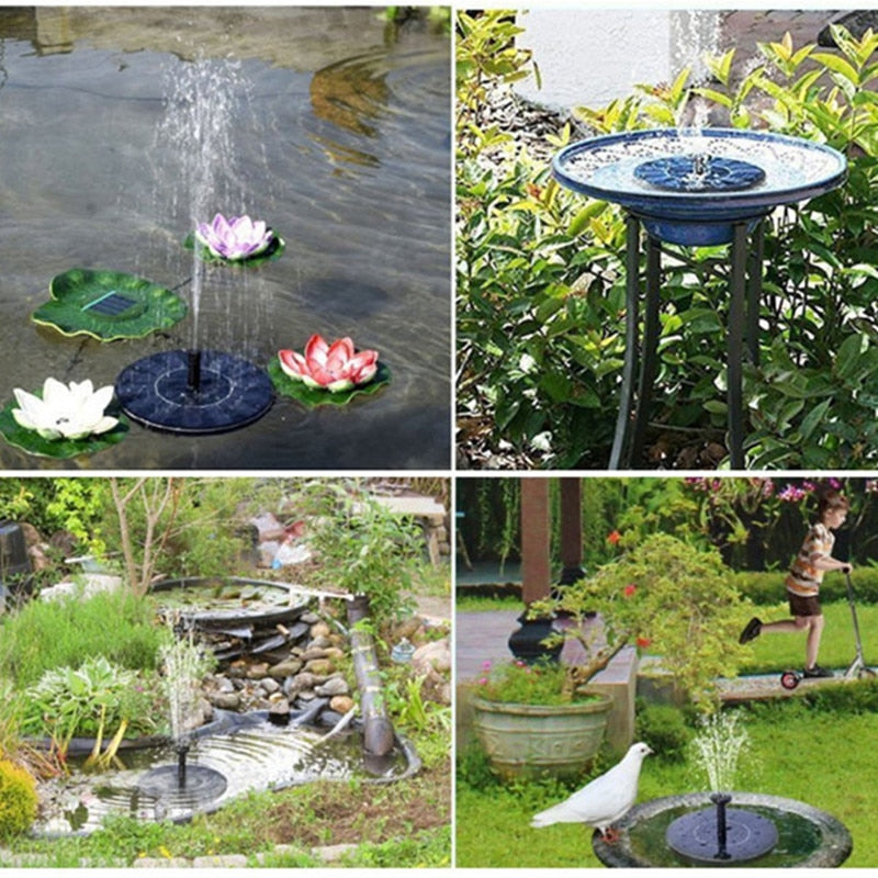 Solar fountain for pond or bird bath