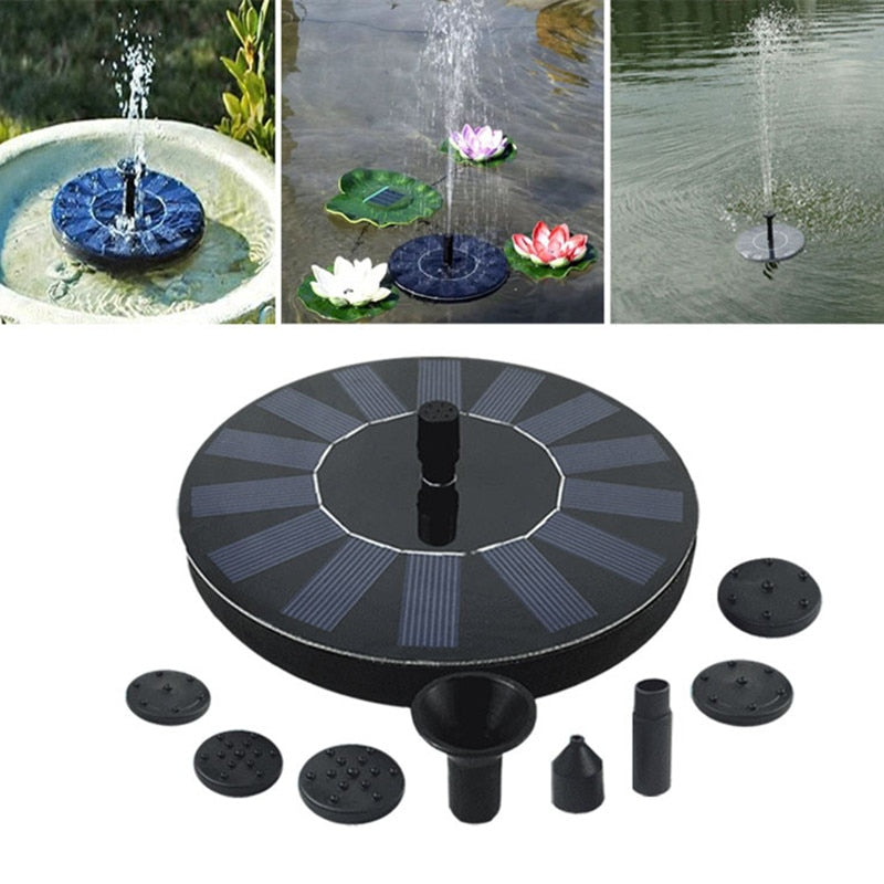 Solar fountain for pond or bird bath