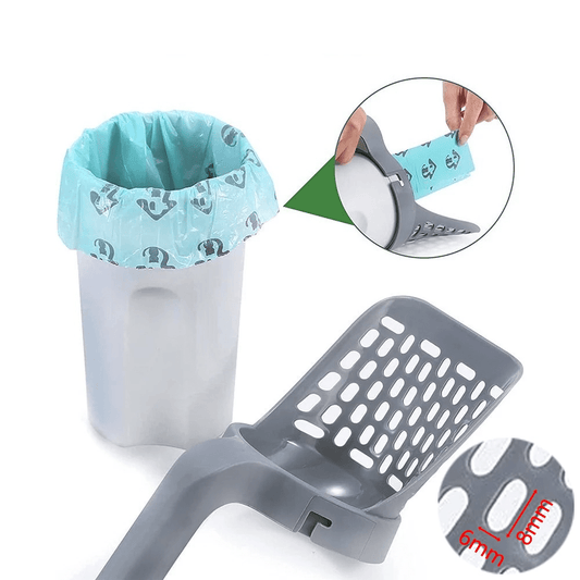2-in-1 Cat Litter Scoop with Collection Bin and Waste Bag Holder