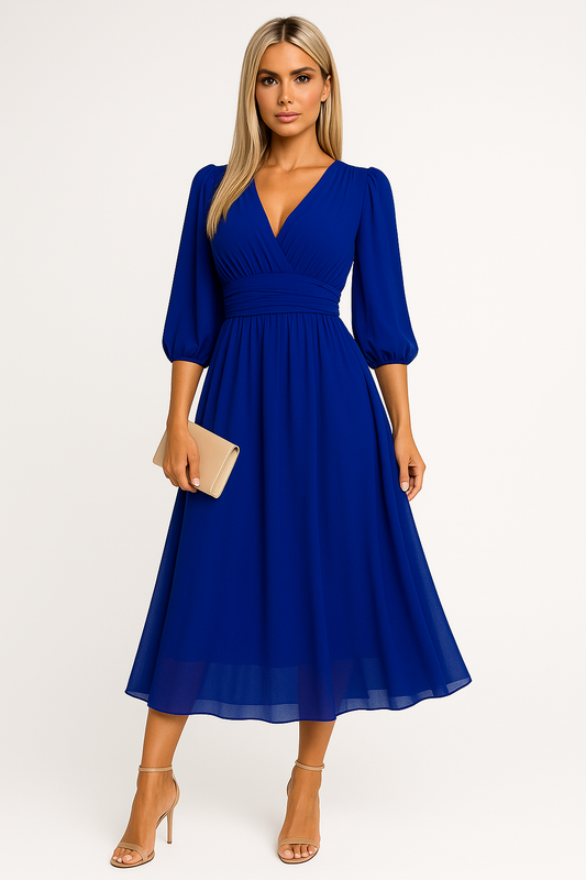 Chiffon summer dress with high neck