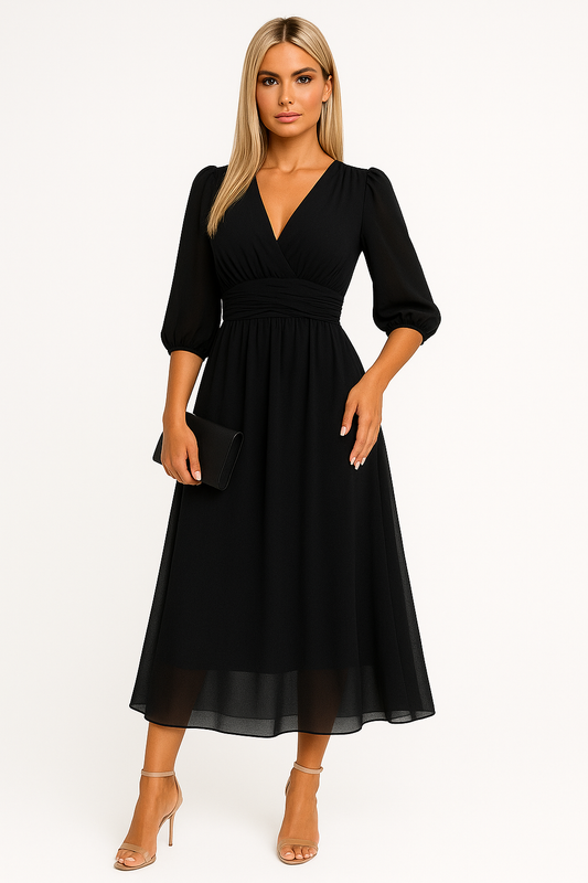 Chiffon summer dress with high neck