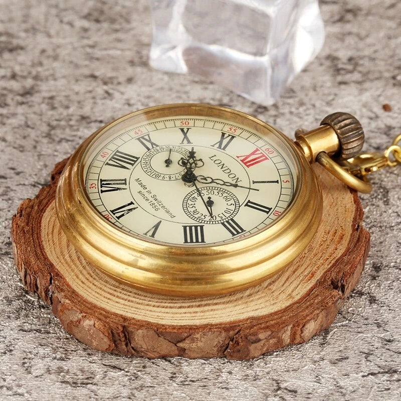 Vintage Mechanical Pocket Watch for Men – Open Face Design