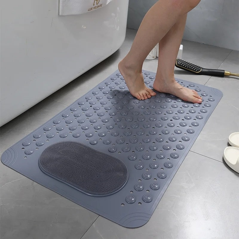 Non-slip shower mat with foot massage and cleaning function