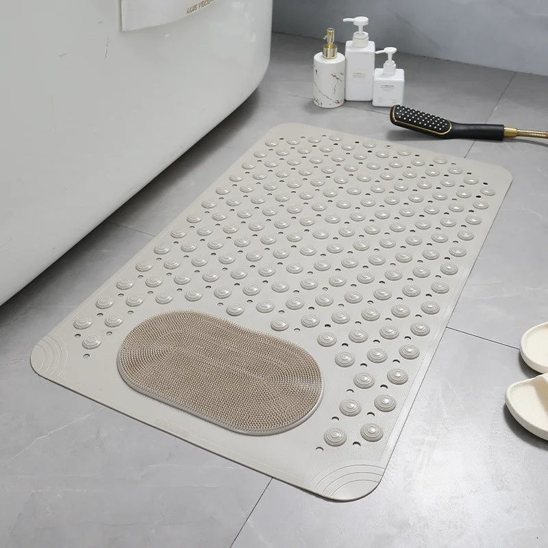 Non-slip shower mat with foot massage and cleaning function